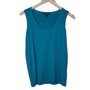 Eileen Fisher Womens Teal Sleeveless Scoop Neck Tank Top Small